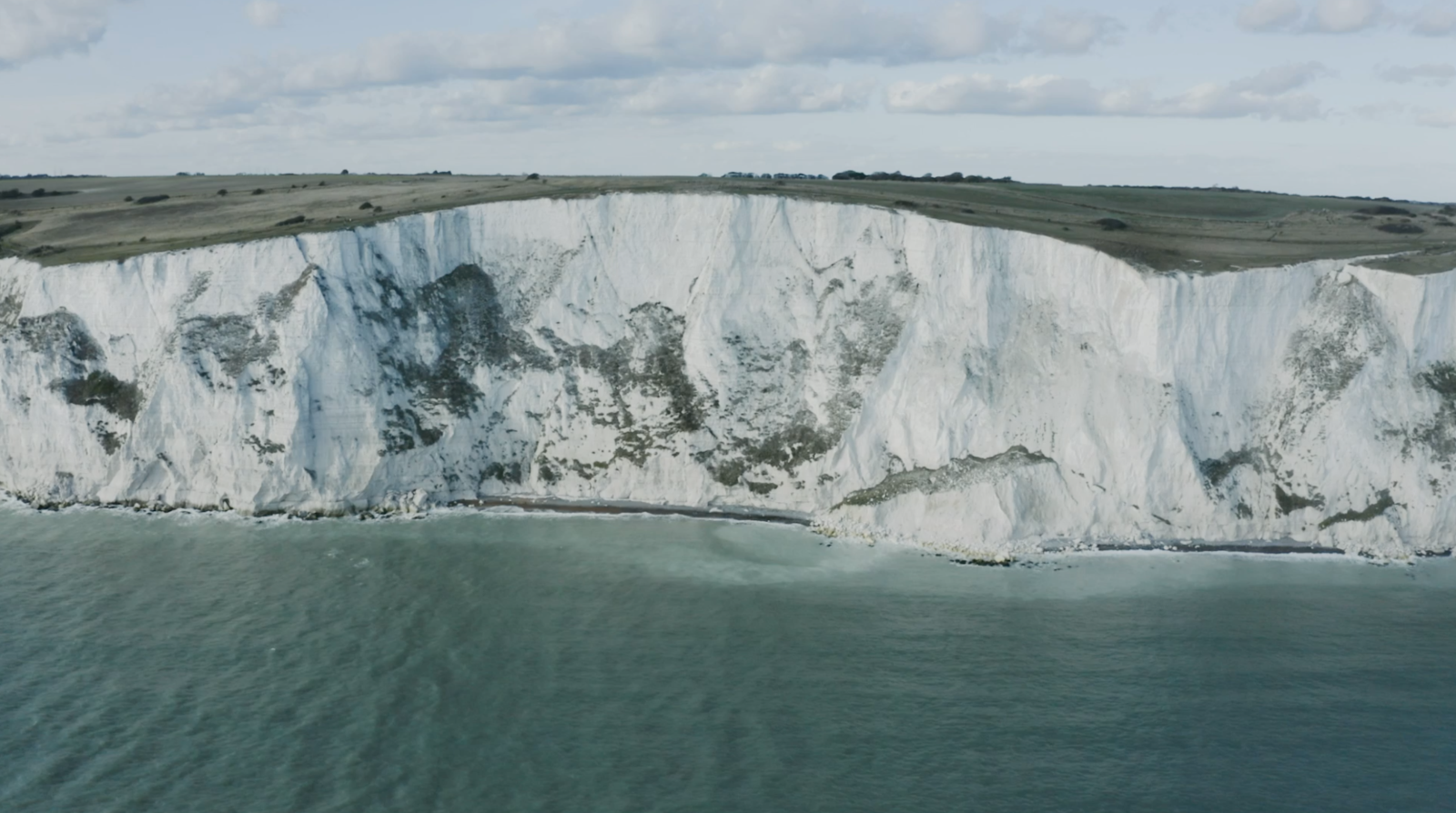 The white cliffs of Dover captured by drone over the English Channel by filmmaking team 93ft Sheffield for Beegrip advanced surface coating